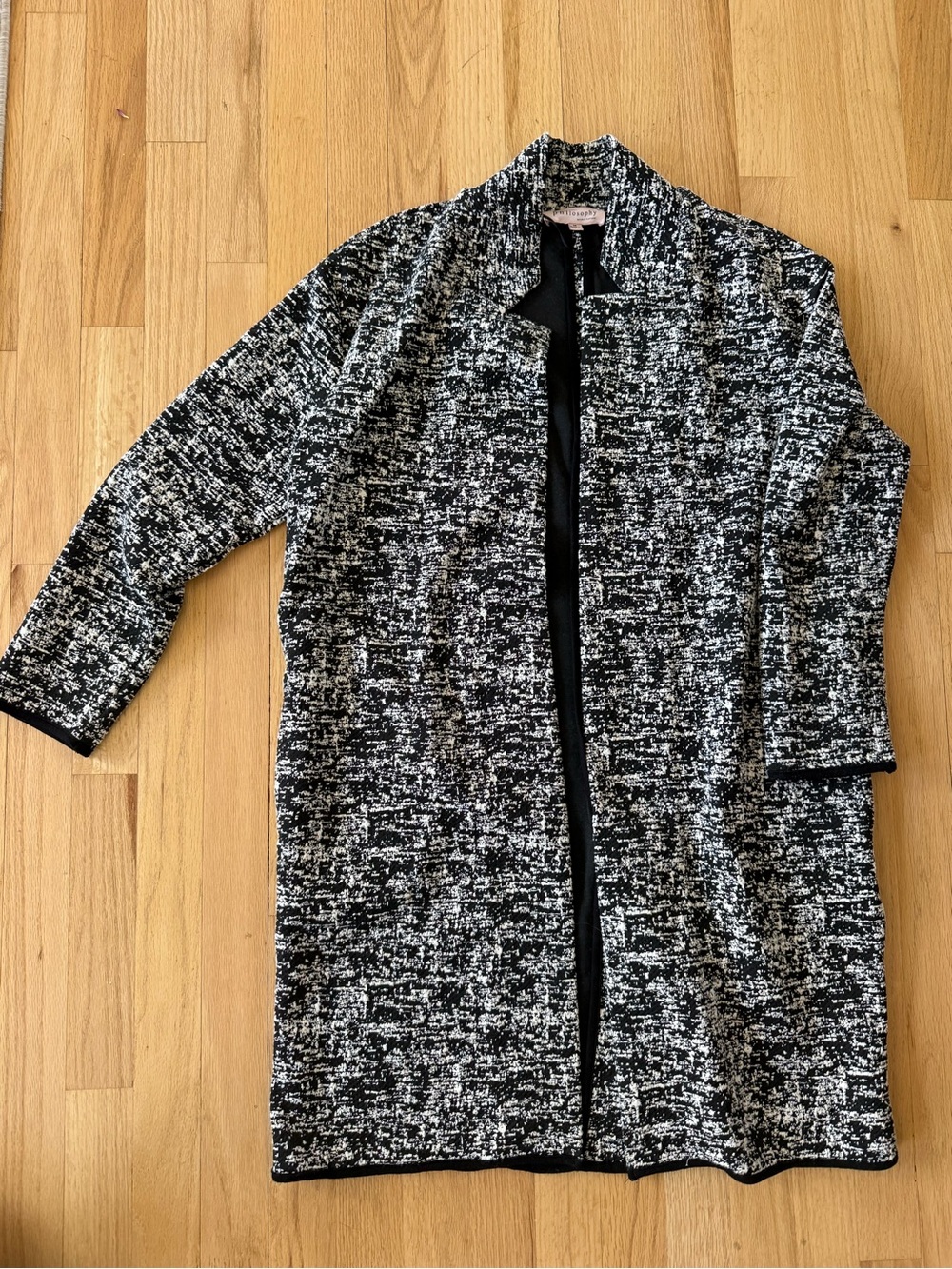 Philosophy Black & White Patterned Longline - Women's Jacket